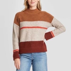 Mock Neck Striped Sweater